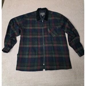 Vintage Express Intl Women's Med Jacket Plaid 90s Zipper, Velvet Shacket